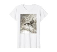 Paradise Lost Gustave Dore Satans Fall Camiseta gráfica económica, Mujer, Blanco, L