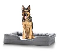 paradise pets Sofá cama extragrande para perro, compatible con XL y XXL, lavable y súper suave con parte inferior antideslizante, forro impermeable, ortopédico y calmante, gris, 106 x 80 x 16 cm
