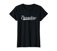 Paradise Vintage Inspired Throwback Varsity Classic Style Camiseta gráfica económica, Mujer, Negro, XS