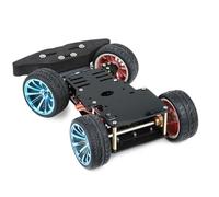 Paradisetronic.com Chasis de coche robot con dirección servo, kit de construcción 4WD con motor, marco de aluminio y acrílico, perfecto para, por ejemplo, Arduino y Raspberry Pi