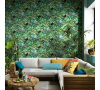 Paradisio 2 Tropical Selva Plantas Tucanes Erismann Papel Pintado Azul 10121-18