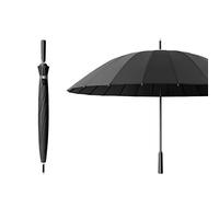 Paraguas a prueba de viento, paraguas grande de 24 huesos, paraguas reforzado para hombre, antiviento y lluvia, paraguas automático de mango largo con varilla recta, paraguas de viaje (negro)