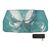 Paraguas abstracto de mariposa con notas musicales, color verde azulado, parasol para parabrisas delantero, plegable, reflectante, organizador de parasoles para vehículos