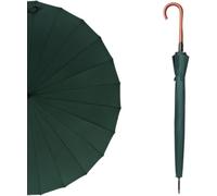 Paraguas Automático De 40 Pulgadas, Paraguas Clásico De Madera con Mango En J para Golf, para Hombres Y Mujeres, Sombrilla De Lluvia Resistente De 24 Varillas con Green