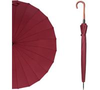 Paraguas Automático De 40 Pulgadas, Paraguas Clásico De Madera con Mango En J para Golf, para Hombres Y Mujeres, Sombrilla De Lluvia Resistente De 24 Varillas con Fácil Red