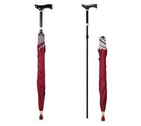 Paraguas bastón 2 en 1, Paraguas bastón Ajustable en 5 Niveles de Altura, Ayudas portátiles para la Vida Diaria para Escalar y Hacer Senderismo,Rojo,87~96cm/34~37inch