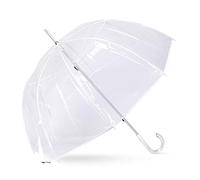 Paraguas Cacharel Transparente con Forma de Campana- Paraguas Largo Mujer con Forma de Burbuja- PoE Ecológico- Apertura Manual-Ribete Blanco- Diámetro 96 cm