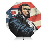 Paraguas compacto con diseño de Abraham Lincoln, con protección UV, para lluvia y sol, apertura y cierre automáticos, UPF 50+, resistente al viento, portátil, 46 pulgadas, para mujeres y hombres.