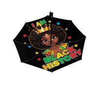 Paraguas compactos resistentes al viento para la lluvia, paraguas portátil ligero y plegable automático, historia negra, niña africana, apertura automática, bonito paraguas pequeño para viajes, coche