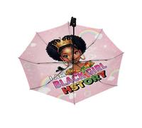 Paraguas compactos resistentes al viento para la lluvia, portátil, ligero, automático, plegable, inversa, historia negra, niña africana, apertura automática, bonito paraguas pequeño para viajes, coche