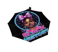 Paraguas compactos resistentes al viento para lluvia, niña africana, historia negra, portátil, ligero, automático, plegable, apertura automática, bonito paraguas pequeño para viajes, coche, mochila