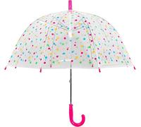 Paraguas con diseño de Lunares Multicolores para niña, Paraguas Transparente, Ballenas seguras para niños, Ultraligero, sólido y Largo, diámetro de 72 cm, Rosa Paraguas