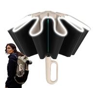 Paraguas con hebilla de anillo, apertura y cierre automático, paraguas de viaje para mujer, paraguas con mosquetón con asa de mosquetón, antilluvia inversa automática apertura y cierre, color crema,