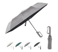 Paraguas con hebilla de anillo, paraguas de viaje plegable compacto para lluvia y sol, cierre automático de apertura, 10 varillas, paraguas portátil para hombres y mujeres, gris, 58,42 cm