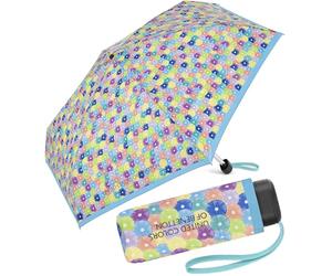 Paraguas de bolsillo Benetton Ultra Mini Flat Dots, Blooming Dots Blue, 88 cm