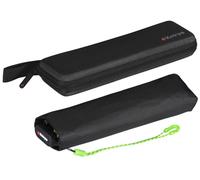 Paraguas de bolsillo Knirps ultra US.050 Slim Manual - Ultraligero y plano - Resistente a las tormentas - Resistente al viento - 21 cm, Neon Black con funda EVA, 90 cm