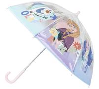 Paraguas de Burbuja Frozen,Manual,Estampado de Elsa,Anna y Olaf,100% POE con Estructura de Fibra de Vidrio,Producto Original Diseñado en España