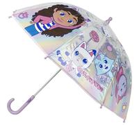 Paraguas de Burbuja de Gabby's Dollhouse - Apertura Manual - Rosa - Estampado de Gabby y sus amigos - Elaborado en 100% POE con Estructura de Fibra d
