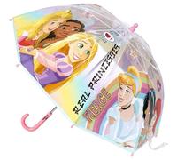 Paraguas de Burbuja de las Princesas Disney - Estampado de Princesas en Color Rosa - Apertura Manual - Elaborado en 100% POE con Estructura de Fibra de Vidrio - Producto Original Diseñado en España