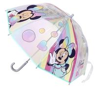 Paraguas de Burbuja de Minnie Mouse - Estampado de Minnie con Arcoiris - Apertura Manual - Elaborado en 100% POE con Estructura de Fibra de Vidrio - Producto Original Diseñado en España