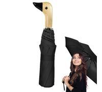 Paraguas de cabeza de pato, bonito paraguas de viaje con protección UV, resistente al viento, mango de madera, 8 varillas, para niños, niñas, aventuras al aire libre, clima lluvioso, viajes escolares