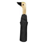 Paraguas de mango de pato: paraguas de 3 pliegues para protección UV, toldo ligero de 8 costillas con mango de madera en forma de pato, lindo escudo solar para mujeres hom, negro, Se référer au