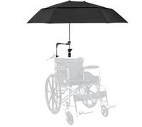 Paraguas de silla con abrazadera ajustable, paraguas de silla de ruedas de protección de lluvia/UV, 40.9 Parasol extendido de doble lado para cochecito, cochecito, bicicleta, sillas de playa, blanque