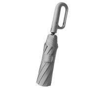 Paraguas de viaje compacto, Paraguas con asa de mosquetón, Paraguas plegable compacto, Paraguas de apertura automática, Paraguas con cierre automático, Paraguas de viaje para mujer, Ombrell, gris,