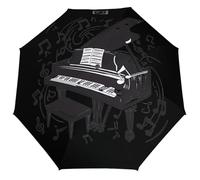 Paraguas de viaje con notas musicales y piano de 3 pliegues, para lluvia, UV, resistente al viento, plegable, portátil, divertido y automático