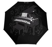 Paraguas de viaje con notas musicales y piano de 3 pliegues, para lluvia, UV, resistente al viento, plegable, portátil, divertido y automático