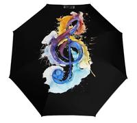 Paraguas de viaje de 3 pliegues con notas musicales, para lluvia, resistente al viento, plegable, portátil, divertido y automático