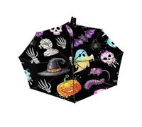 Paraguas de viaje para lluvia y sol - Paraguas compacto con diseño de fantasmas de zombis y Halloween, resistente al viento, automático, plegable, para niños y mujeres, bonito y pequeño, con apertura