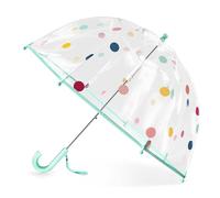Paraguas infantil con techo de cúpula, diseño ligero y divertido, paraguas para el viento y la lluvia, paraguas en forma de campana transparente, regalos para niños, Green Dot, S