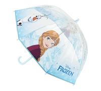 Paraguas Infantil Frozen Disney para Niña - Paraguas Transparente Azul Claro 45 cm Apertura Manual, Material POE Resistente con Elsa, Anna y Olaf, Licencia Oficial para Lluvia y Colegio