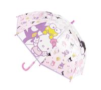 Paraguas Infantil Hello Kitty Niña - Paraguas Manual Transparente 45 cm de POE, Mango Curvo Rosa y Varillas de Fibra de Vidrio, Licencia Oficial para Colegio y Días de Lluvia