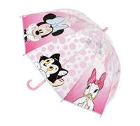 Paraguas Infantil Manual Minnie Mouse Niña - Paraguas Transparente Rosa 45 cm 100% POE, Apertura Manual y Estructura de Fibra de Vidrio Resistente, Licencia Oficial Disney para Lluvia y Paseos