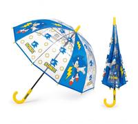 Paraguas Infantil Niño Sonic Transparente con Apertura Manual | Cúpula de Visión Clara, 8 Varillas de Fibra de Vidrio, Talla Niños 84-90 cm, Licencia Oficial Sonic the Hedgehog