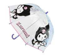 Paraguas Infantil Transparente Kuromi Hello Kitty Niña - Paraguas Manual 45 cm de POE, Color Lila con Mango Curvo, Varillas Fibra de Vidrio Resistente, Ideal para Lluvia y Colegio