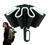 Paraguas invertido para la lluvia, paraguas automático con hebilla de anillo invertido - Paraguas inverso resistente a prueba de viento con asa de mosquetón para hombre y mujer, verde, Se référer au