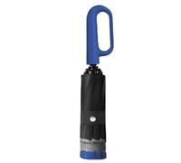 Paraguas invertido para la lluvia, paraguas automático con hebilla de anillo invertido - Paraguas inverso resistente a prueba de viento con asa de mosquetón para hombre y mujer, azul marino, Se