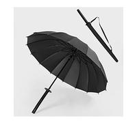 Paraguas japonés con mango de espada samurái ninja estilo katana, paraguas largo con 16 varillas, protección solar y lluvia, resistente al viento y al agua, para hombres y mujeres, color negro