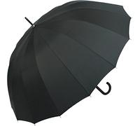 Paraguas largo automático de iX-Brella de 16 varillas de fibra de vidrio - muy estable de color negro Negro negro 125 cm