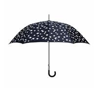 Paraguas Largo que Cambia de Color con la Lluvia - Manual - Diseño Estrellas - Antiviento y Resistente al Agua - Mango Curvo - 100 cm - Negro