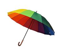 Paraguas Largo XXL para Dos Personas - Arco en Cielo - Happy Rain - Paraguas Largo con caña, 130 cm de diámetro, Muy Resistente, 16 Varillas, Multicolor