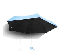 Paraguas ligero compacto 90 * 55 cm paraguas con mango redondo, adecuado para días de sol y lluvia, revestimiento negro UPF 50+, resistente al viento, portátil y portátil y (azul claro)