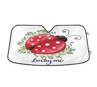 Paraguas Luna De Coche Plegable Parasol para Parabrisa Protección Rayos UV Parasol Coche Delantero Universal para Vehículos Todoterreno Camión Cita De Qué Suerte Tengo - Corona De Mariquita M