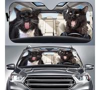 Paraguas Luna De Coche Plegable Protección Solar para El Parabrisas Parasol para Parabrisa Universal para Furgonetas SUV Vehículos Pareja De Gatos Negros En La Carretera En Un Día Soleado L