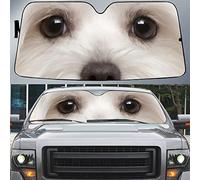 Paraguas Luna De Coche Portátil Protección Solar para El Parabrisas Parasol para Parabrisa Universal para Vehículos SUV Furgonetas Ojos De Perro Maltés, Hermosos Ojos De Perro Maltés L