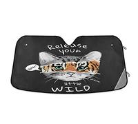 Paraguas Luna De Coche Portátil Protección Solar para El Parabrisas Plegable Parasol para Parabrisa Universal Libera A Tu Pequeño Salvaje - Gato con Cara De Tigre Negro S