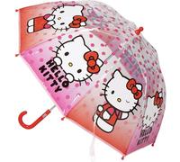 Paraguas Manual Poe Burbuja Hello Kitty - Paraguas Infantil con Diseño de Cúpula Transparente, Fuerte y Seguro, con Ilustraciones de Hello Kitty para Niñas que Quieren Protegerse con Estilo